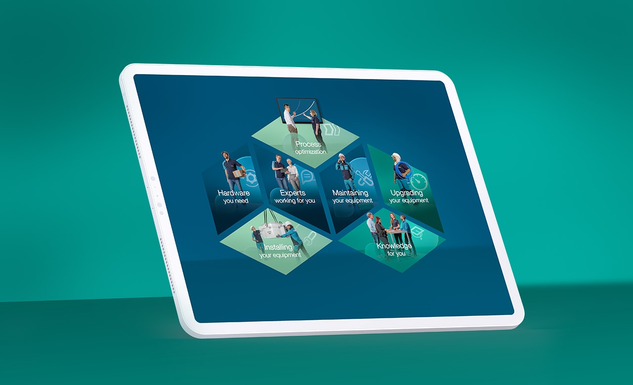 konkav Referenz Bühler Services ipad mit Bereichs-Übersicht